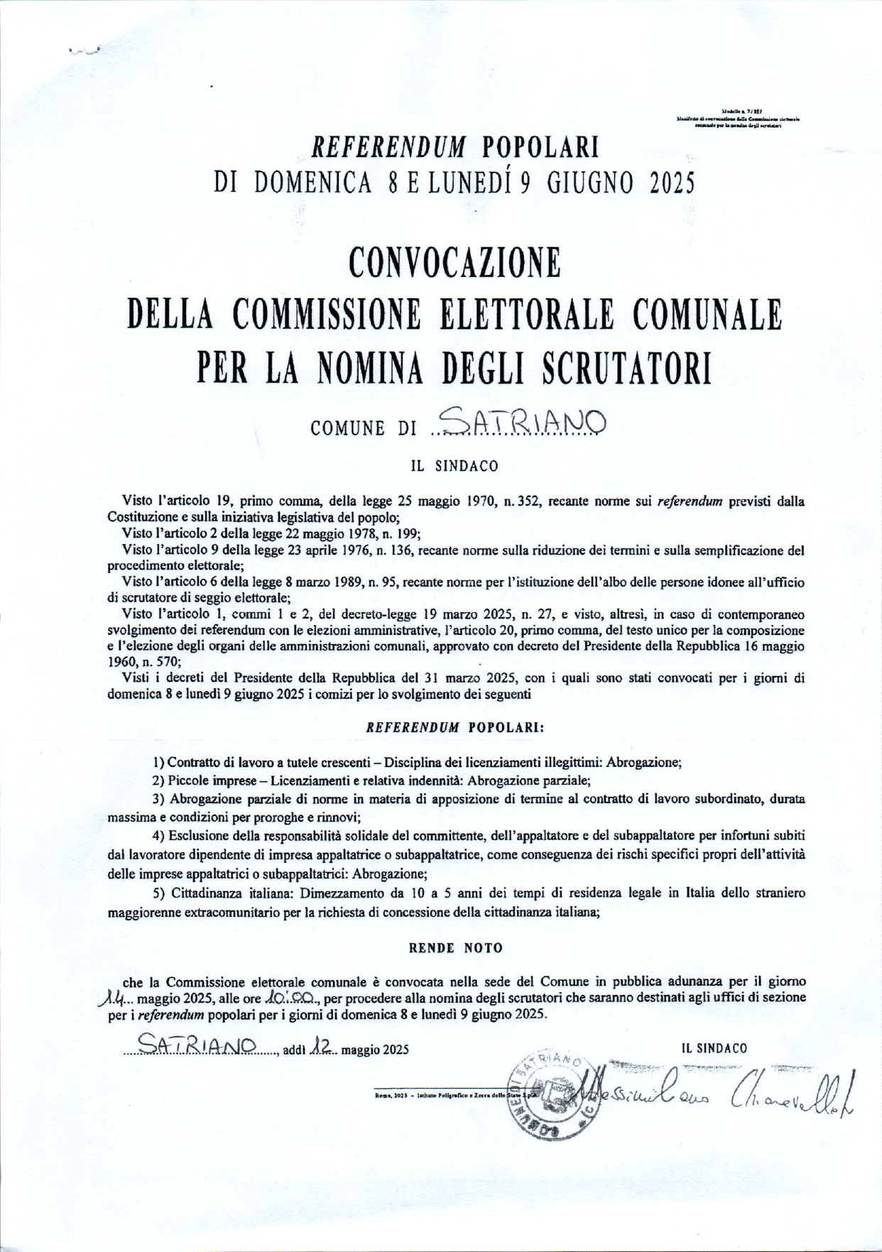CONVOCAZIONE